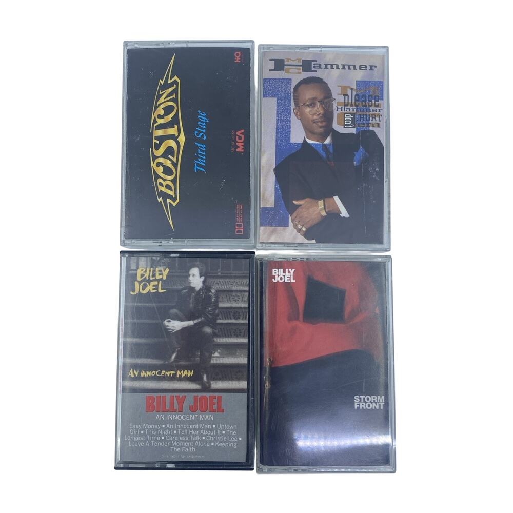 Cassette Tape Lot 4 Tapes Billy Joel x2, M.C. Hammer, Boston - CIB